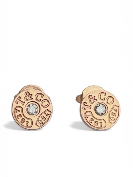 Tiffany & Co. Jewelry - Tiffany & co diamond rose gold 1837 circle stud earrings